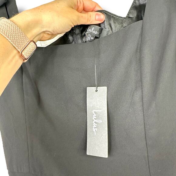 Lulus NWT Love Me Forever Black Tie-Strap Square Neck Maxi Dress Medium - Picture 9 of 10